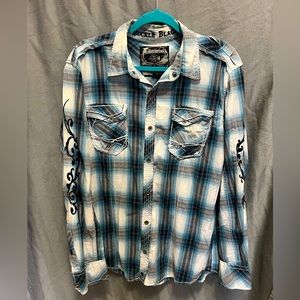 Buckle black label long sleeve casual dress shirt.